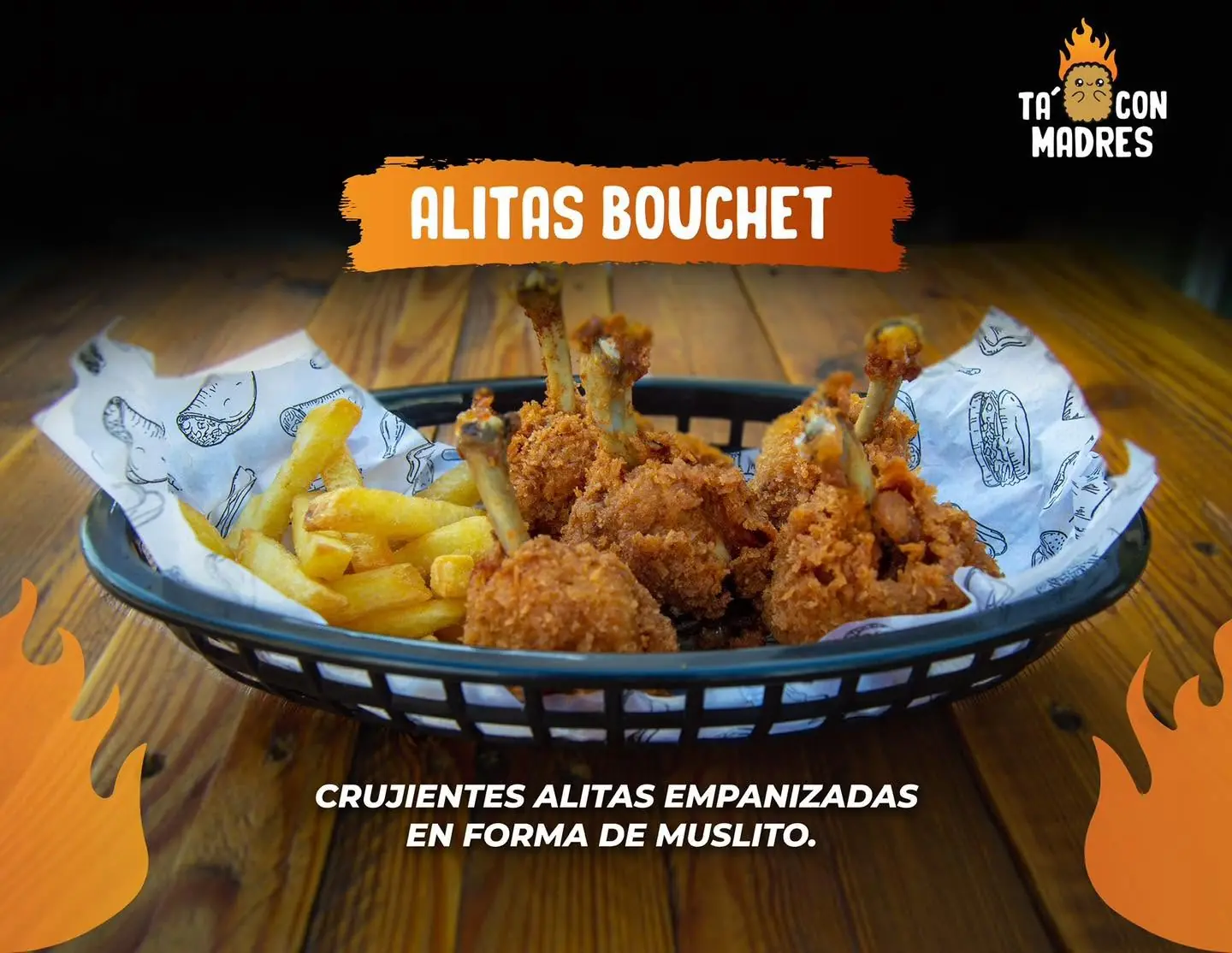 Alitas Bouchet empanizadas