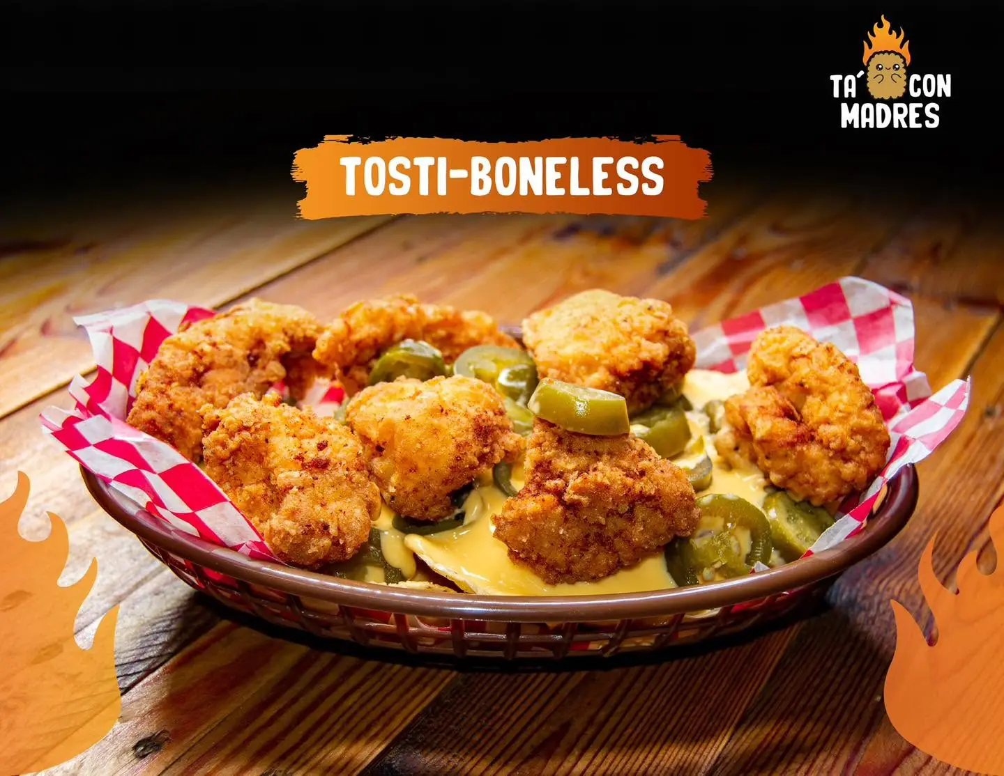 Tostiboneless con queso y jalapeños
